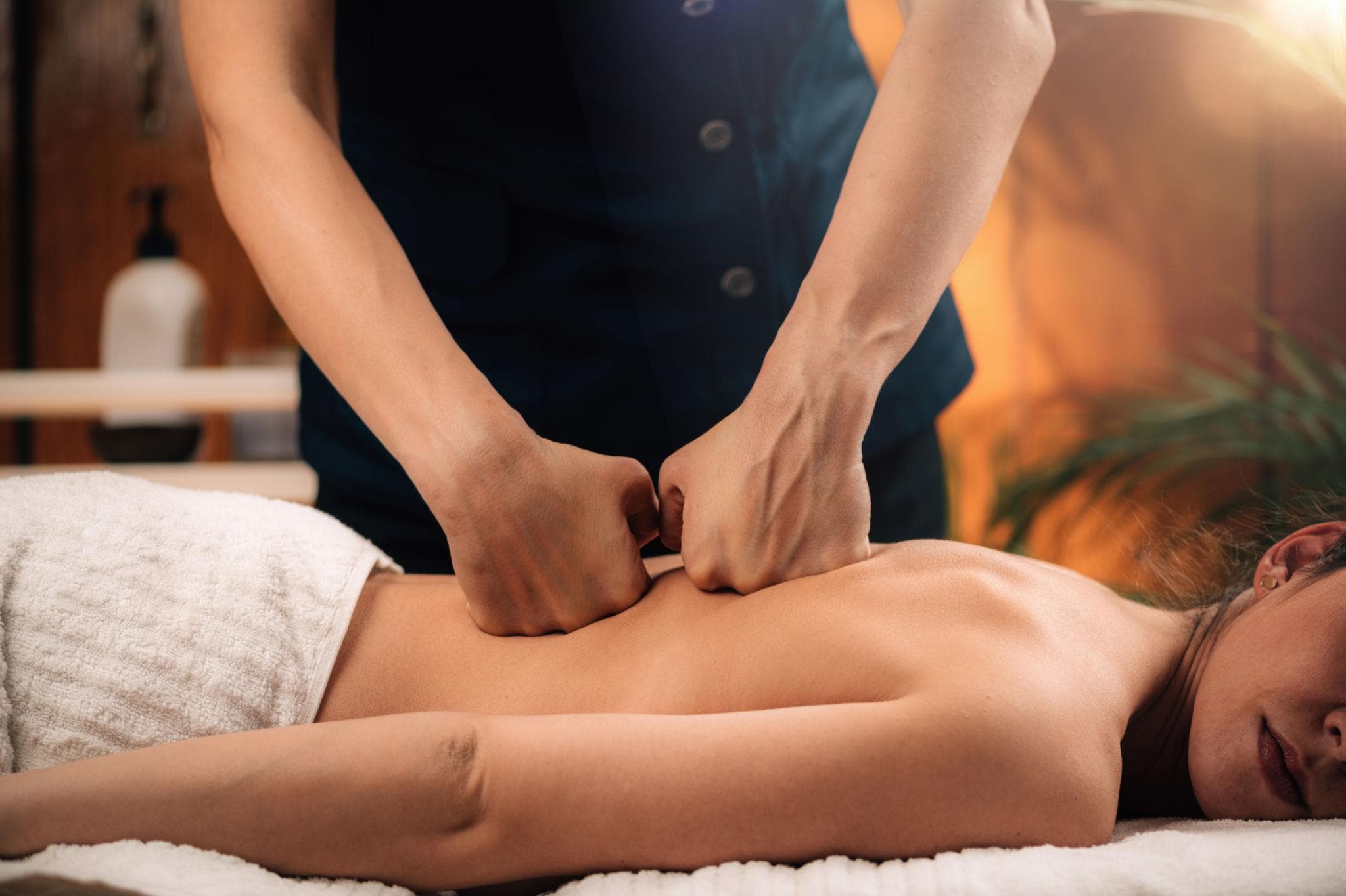 Home massage therapy session in a private setup