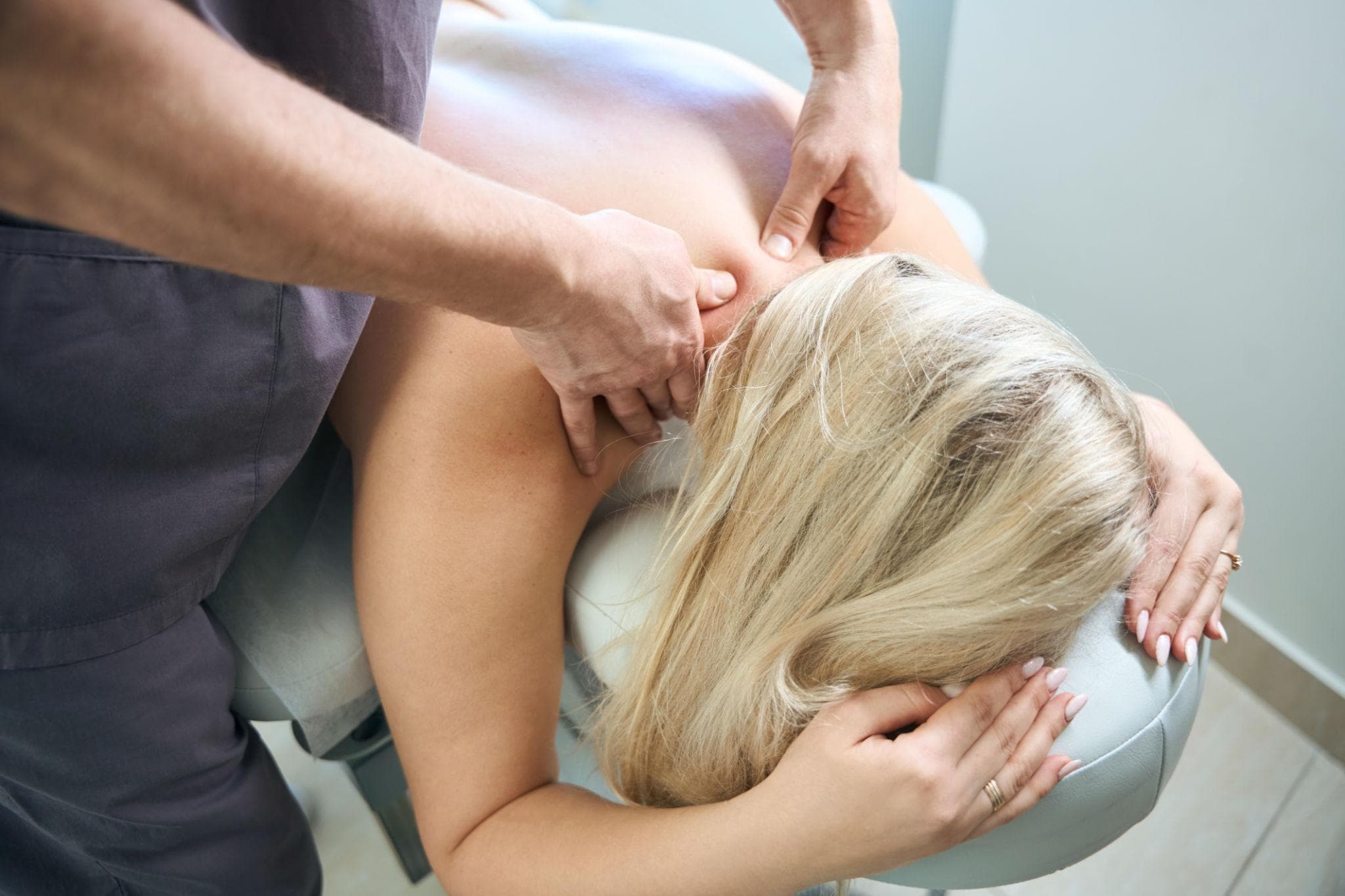 Post-workout recovery massage for legs